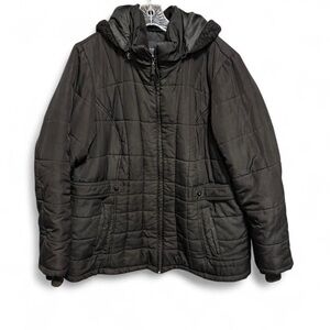 Faded Glory Black Quilted Hooded Jacket women’s size 2x
